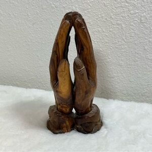 Vintage Olive Wood Praying Hands ~ Religious Easter God Prayer Christian Jesus